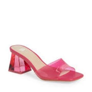 BP Brooks Block Heel Sandal in Pink Yarrow Colorful Crystal Transparent 7M‎